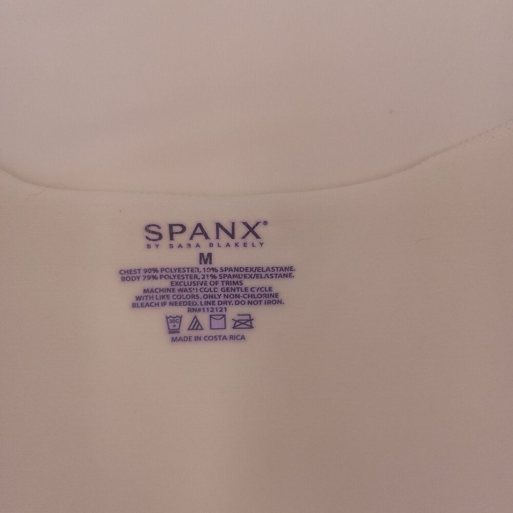 Spanx Beige Shapewear Tank Top Lace Inset M Sleeveless Scoop Neck Stretch - Picture 8 of 8
